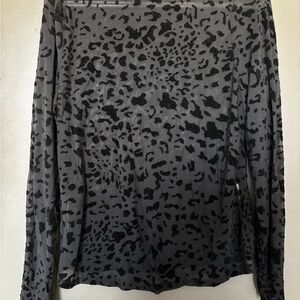 Black Leopard Print Sheer Top